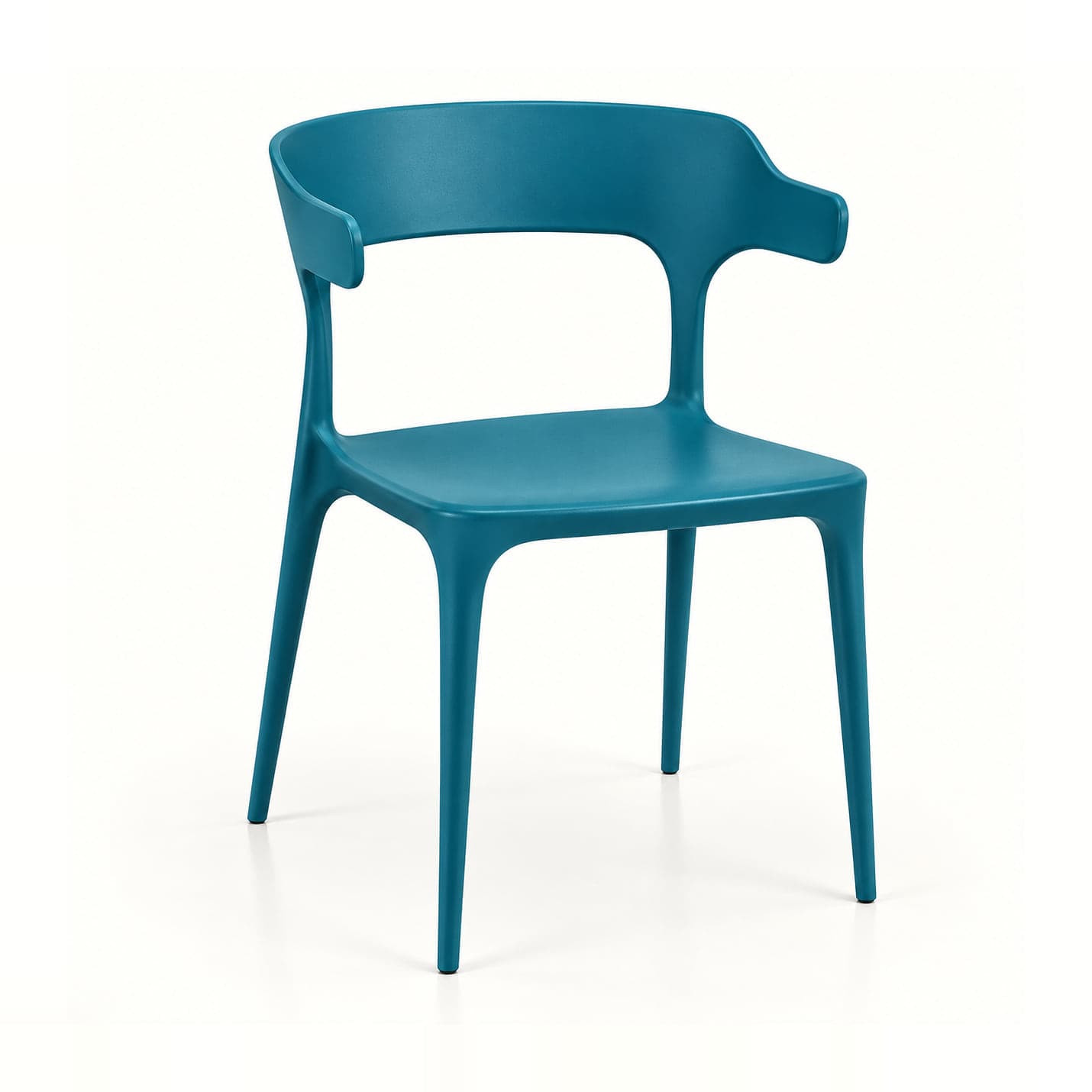 Curved-Back Café Chair in teal, front three-quarter view