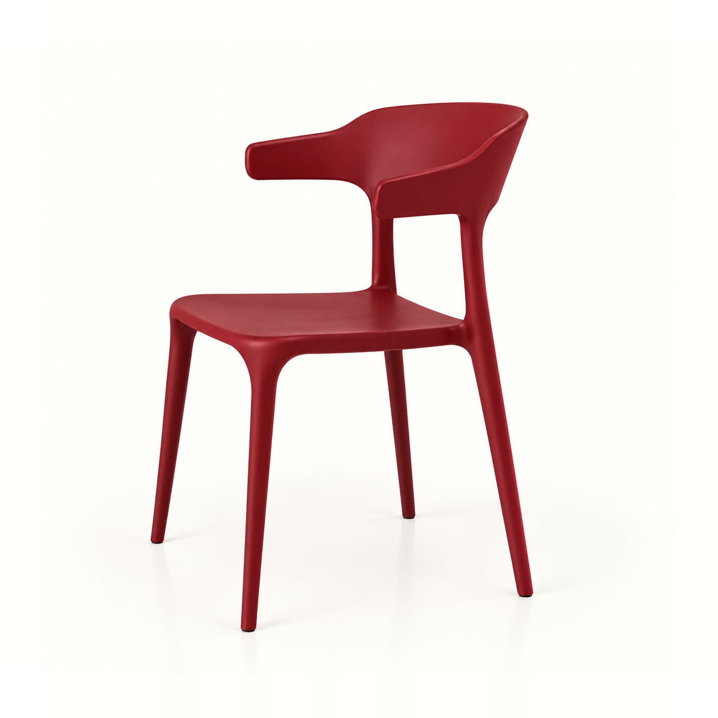 Curved-Back Café Chair in red, front three-quarter view