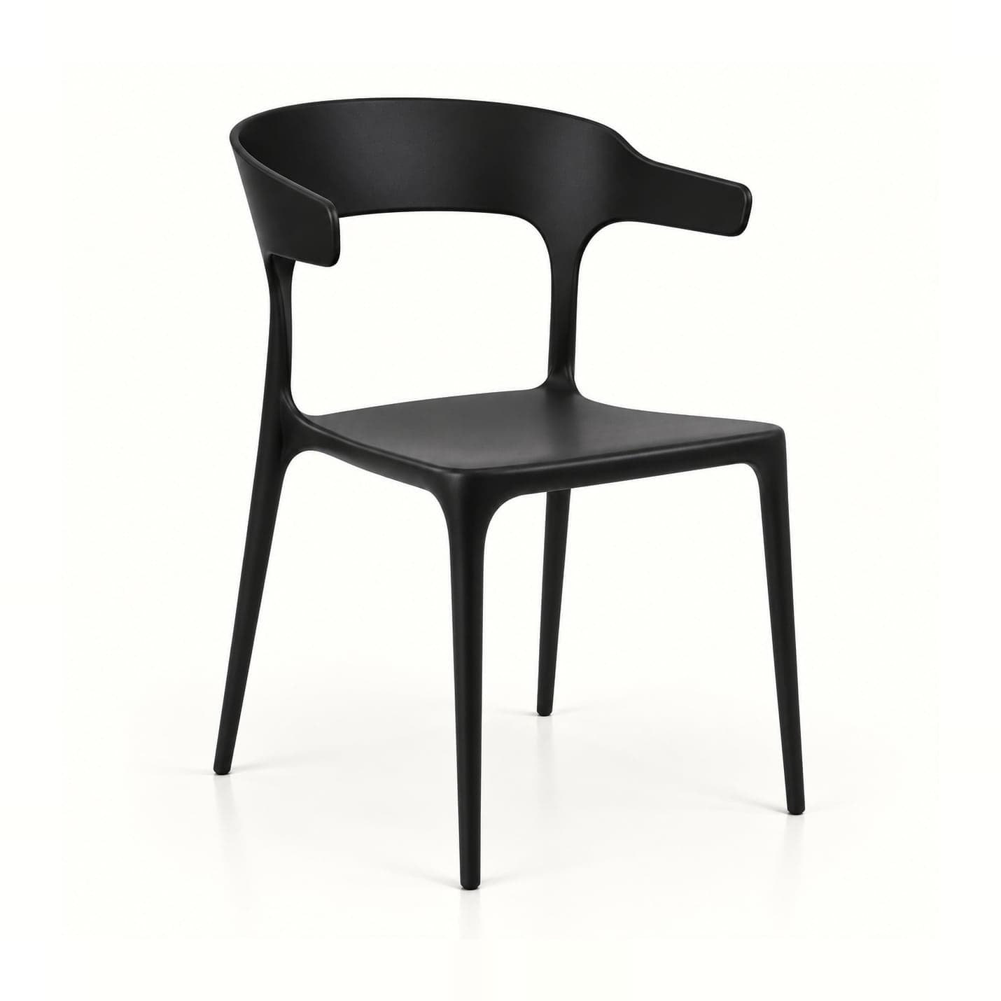 Curved-Back Café Chair in black, front three-quarter view
