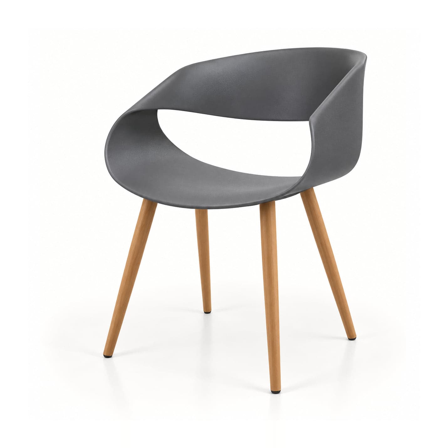 Open-Back Shell Chair, Grey in grey, front three-quarter view