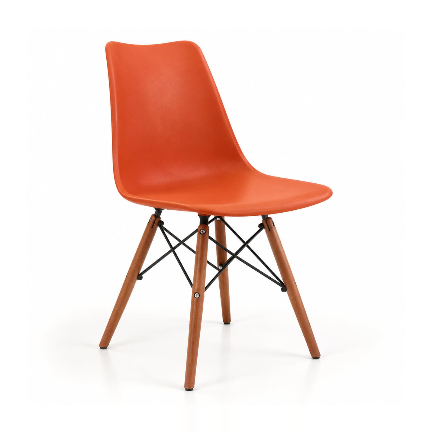 Wire-Braced Shell Chair, Orange in orange, front view