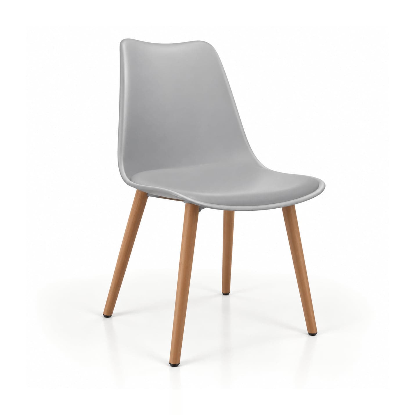Cushioned Shell Chair, Grey in grey, front three-quarter view