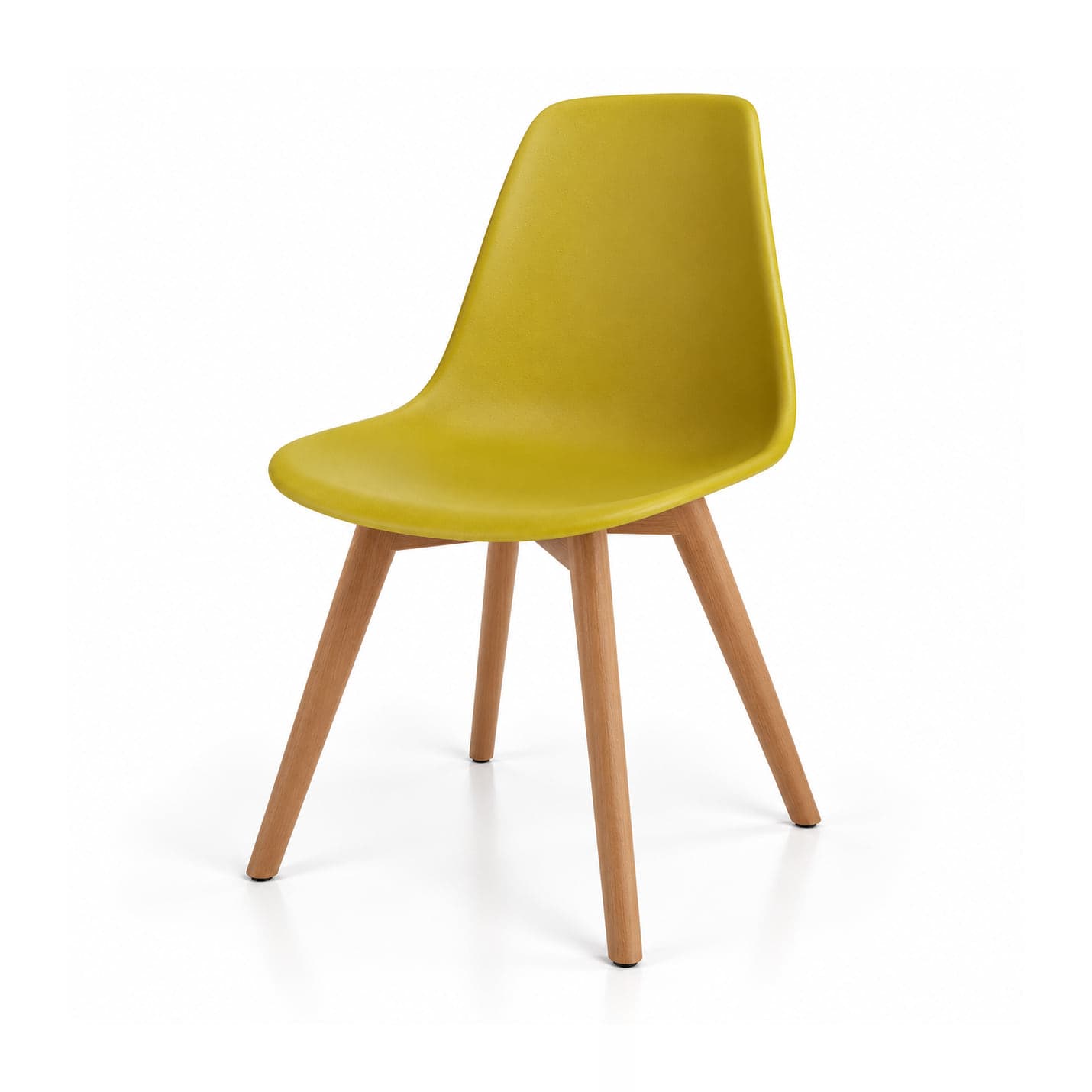 Shell Café Chair, Mustard in mustard, front three-quarter view