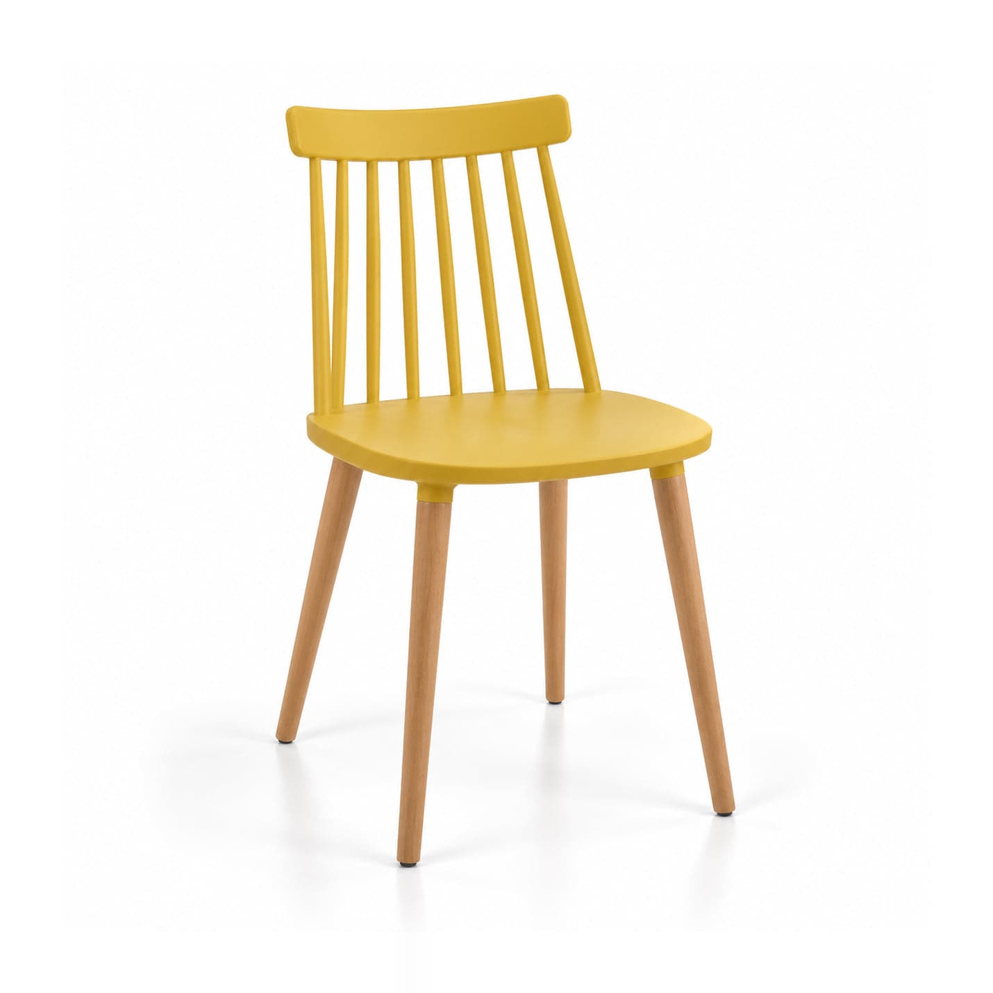 Spindle-Back Café Chair, Mustard in mustard, front three-quarter view
