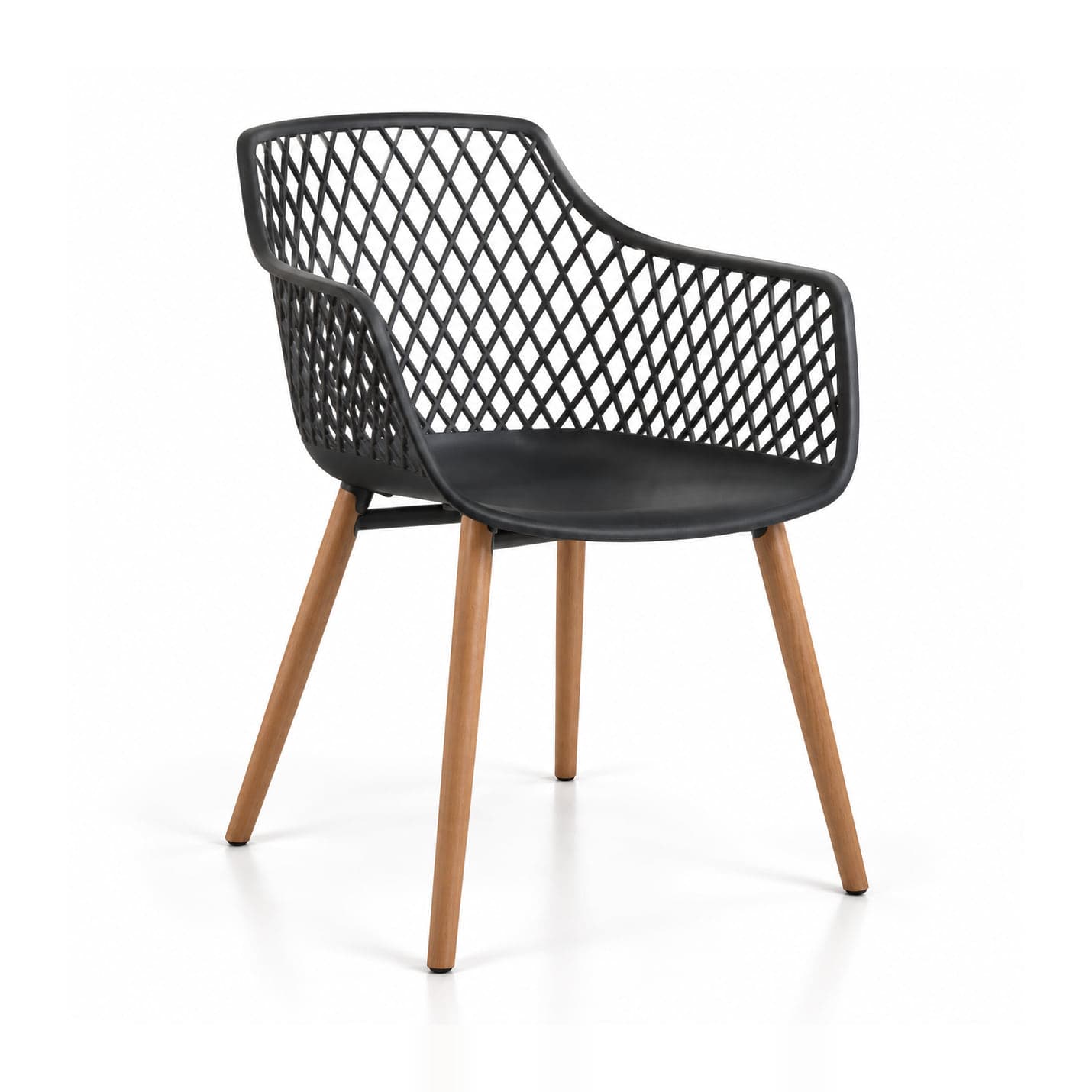 Lattice Armchair, Black in black, front three-quarter view