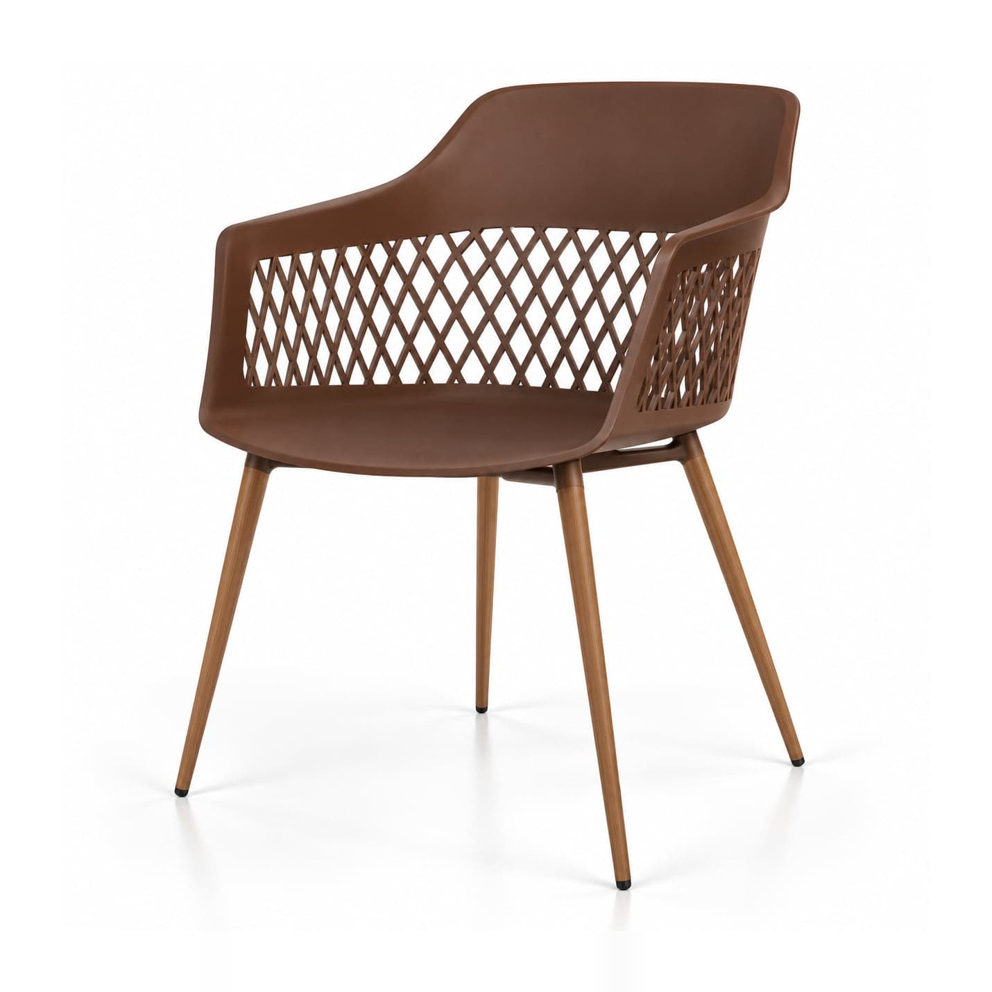 Lattice Armchair, Brown in brown, front three-quarter view