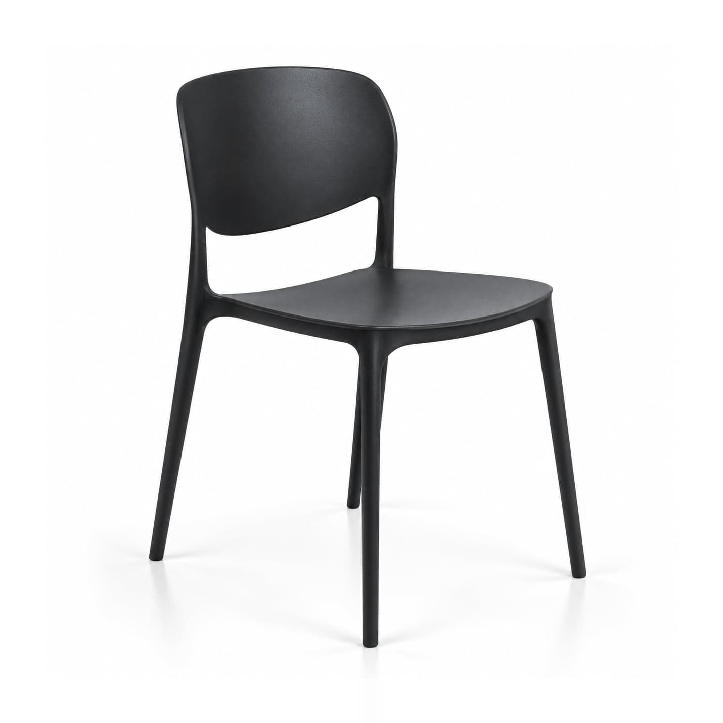 Moulded Café Chair, Black in black, front three-quarter view