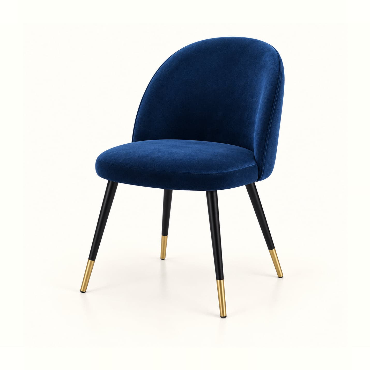 Velvet Tub Chair, Blue in navy velvet, front three-quarter view