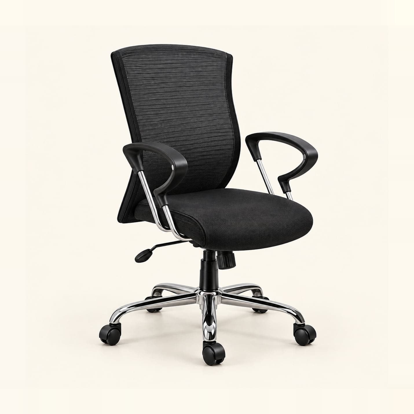 Mesh Mid-Back Manager Chair in black mesh, front three-quarter view