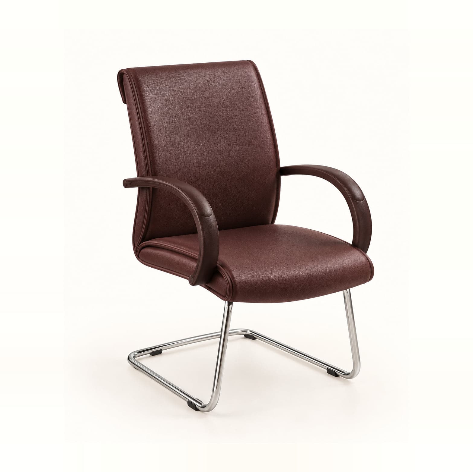 Cantilever Visitor Chair in maroon, front three-quarter view