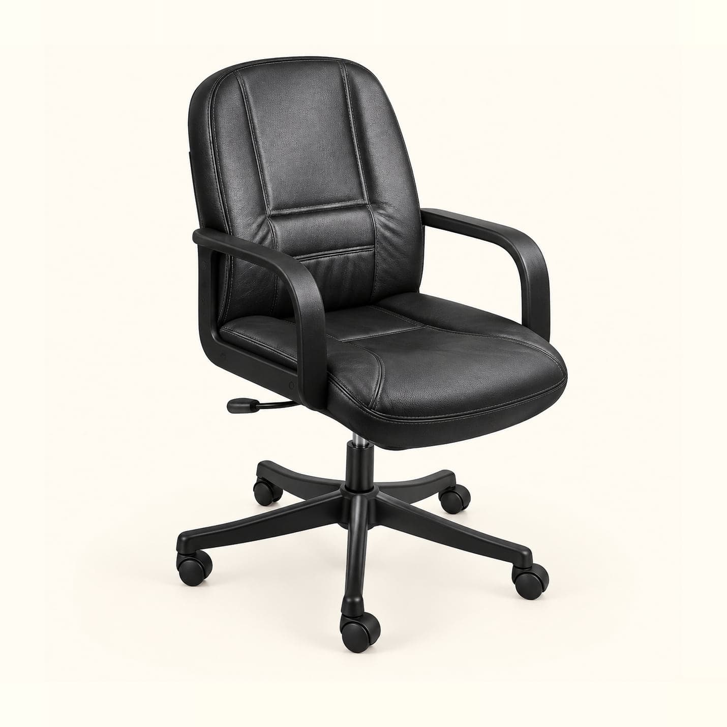 Cushioned Mid-Back Manager Chair in black, front three-quarter view