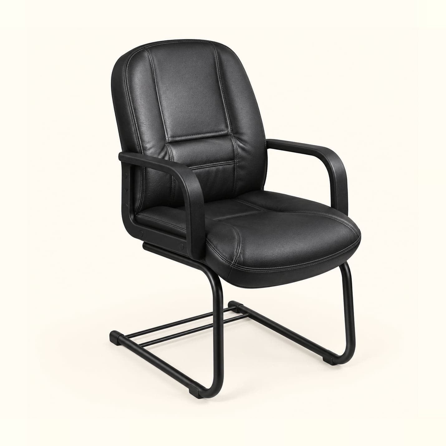 Cushioned Visitor Chair in black, front three-quarter view