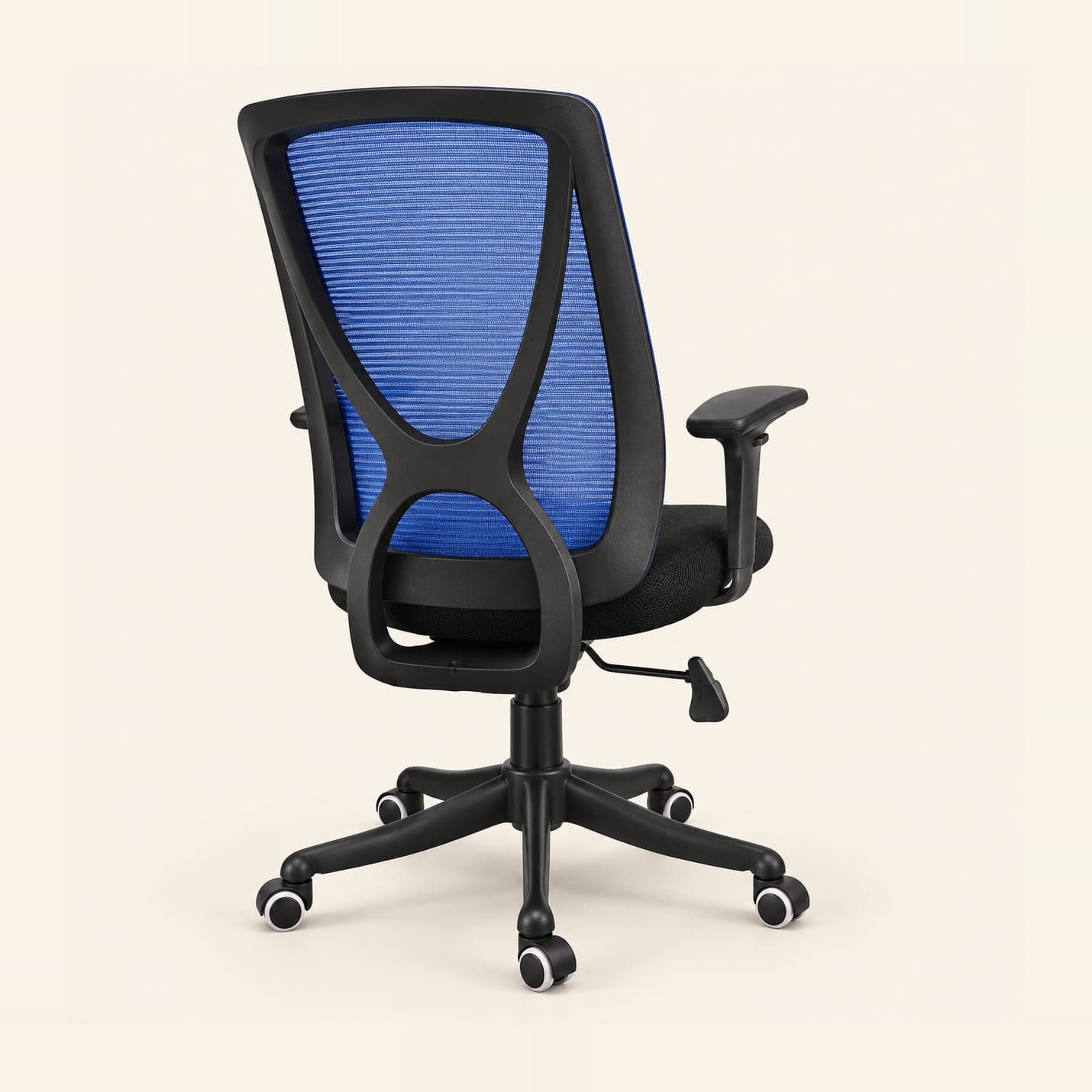 Y-Back Mesh Chair, Blue in blue mesh, rear three-quarter view