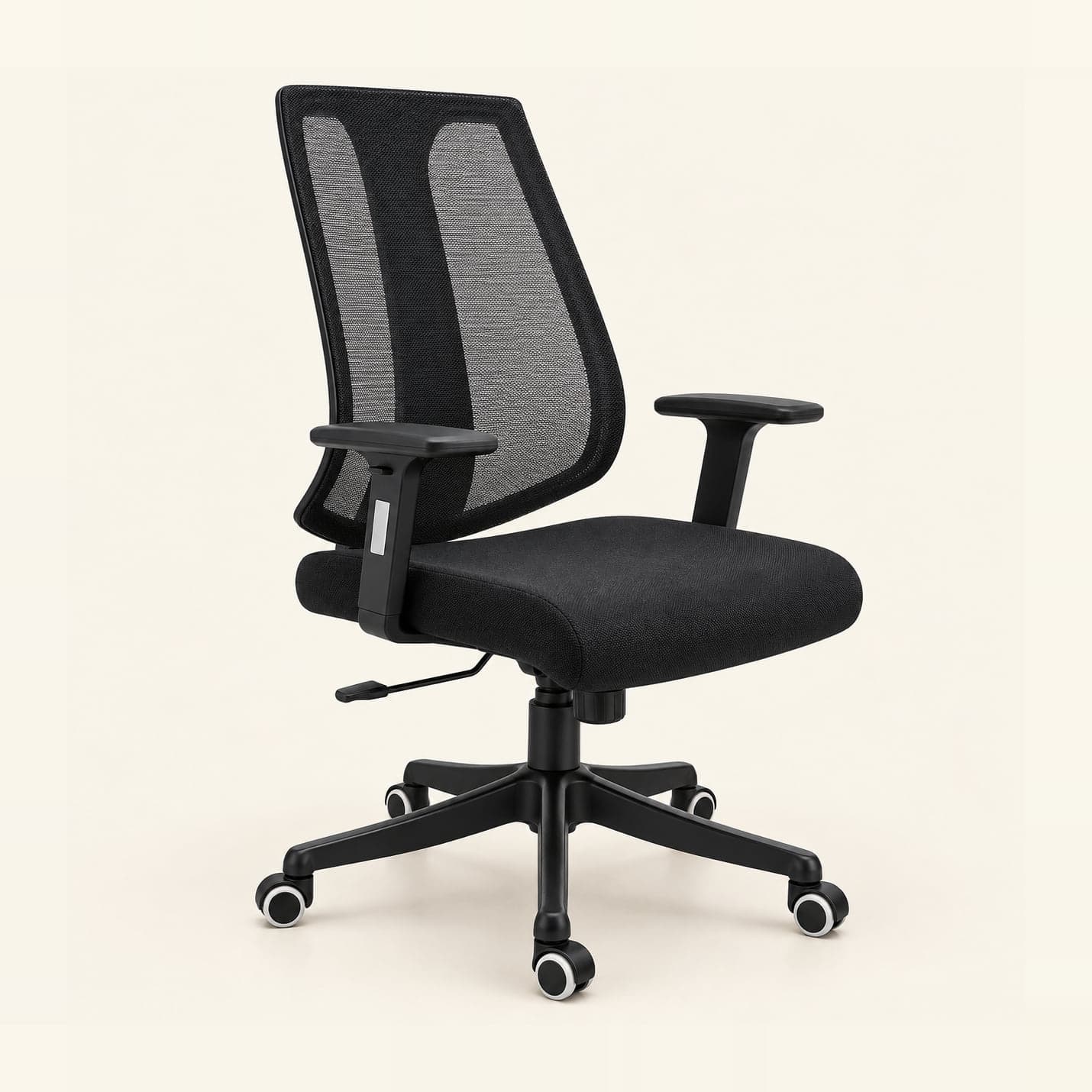 Split-Back Mesh Chair in black mesh, front three-quarter view