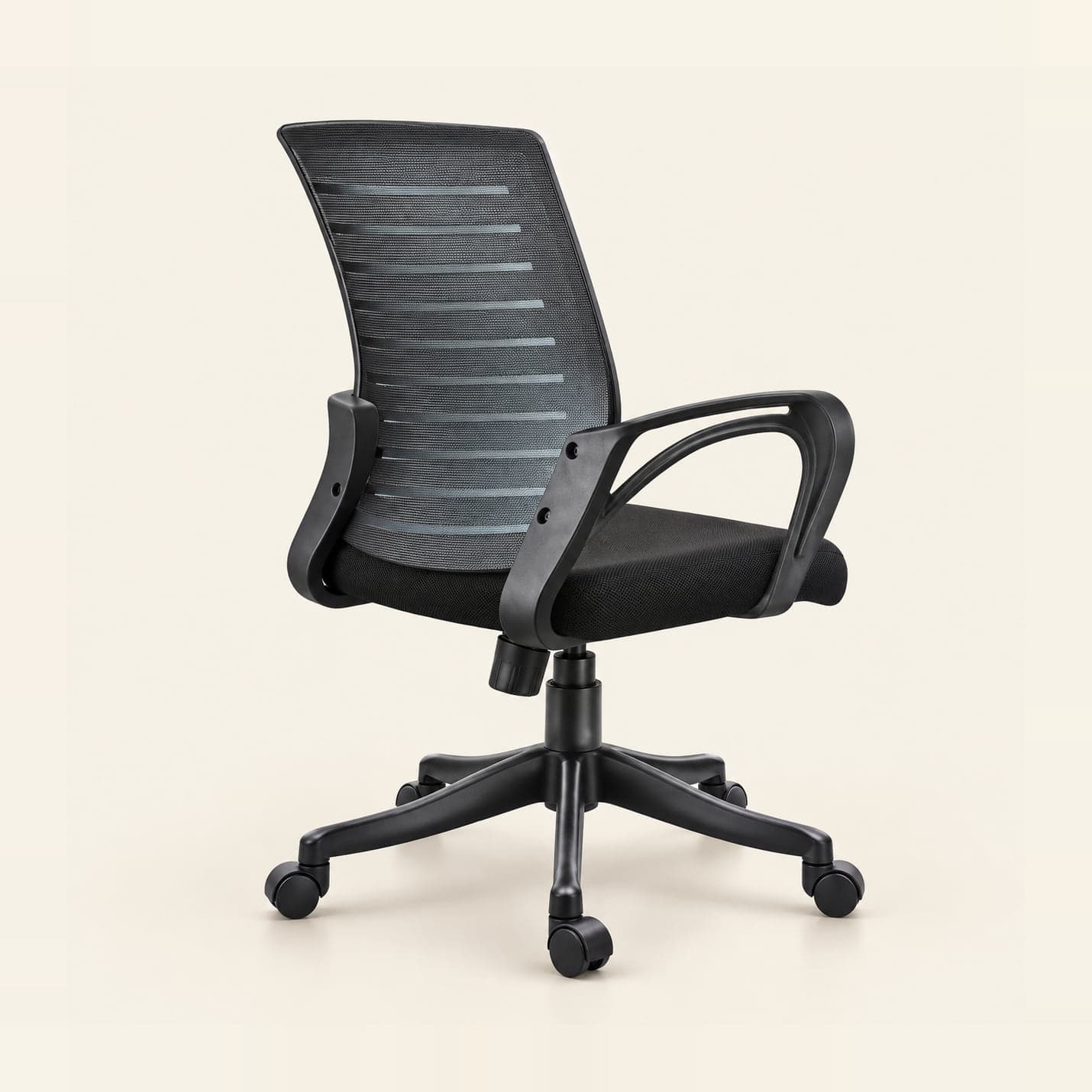 Striped Mesh Chair in grey mesh, rear three-quarter view