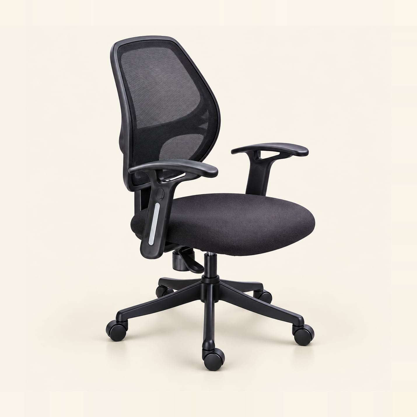Contoured Mesh Task Chair in black mesh, front three-quarter view