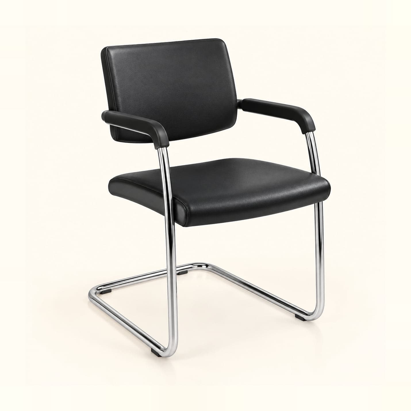 Cantilever Visitor Chair in black, front three-quarter view