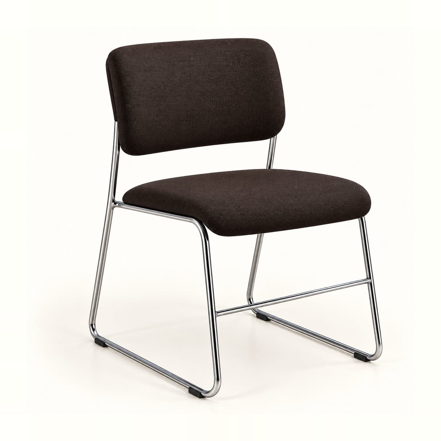 Sled-Base Visitor Chair in espresso fabric, front three-quarter view