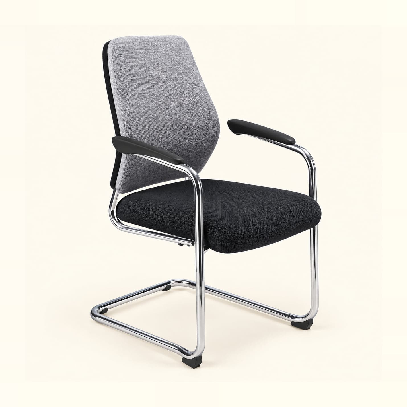 Fabric Conference Chair in grey and black fabric, front three-quarter view