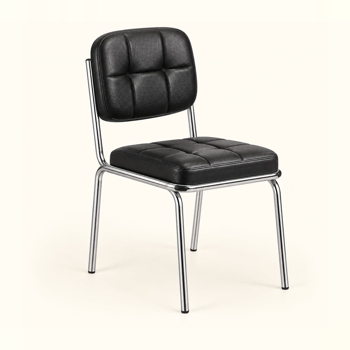 Tufted Visitor Chair in black, front three-quarter view