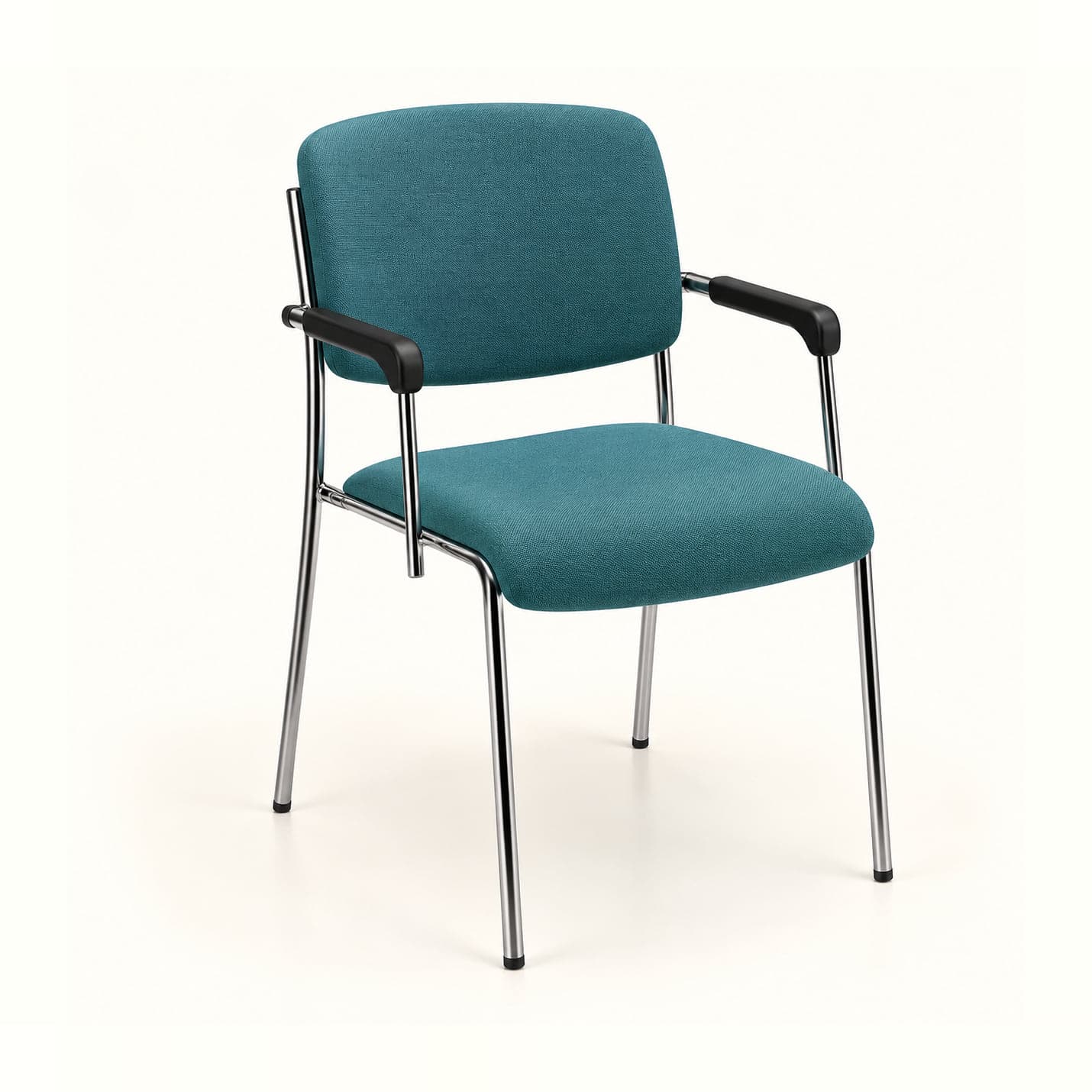 Fabric Four-Leg Visitor Chair in teal fabric, front three-quarter view