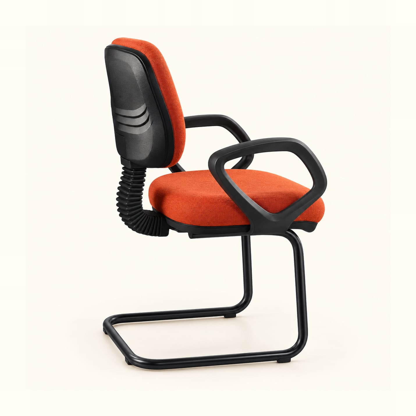 Workstation Visitor Chair in orange fabric, front three-quarter view