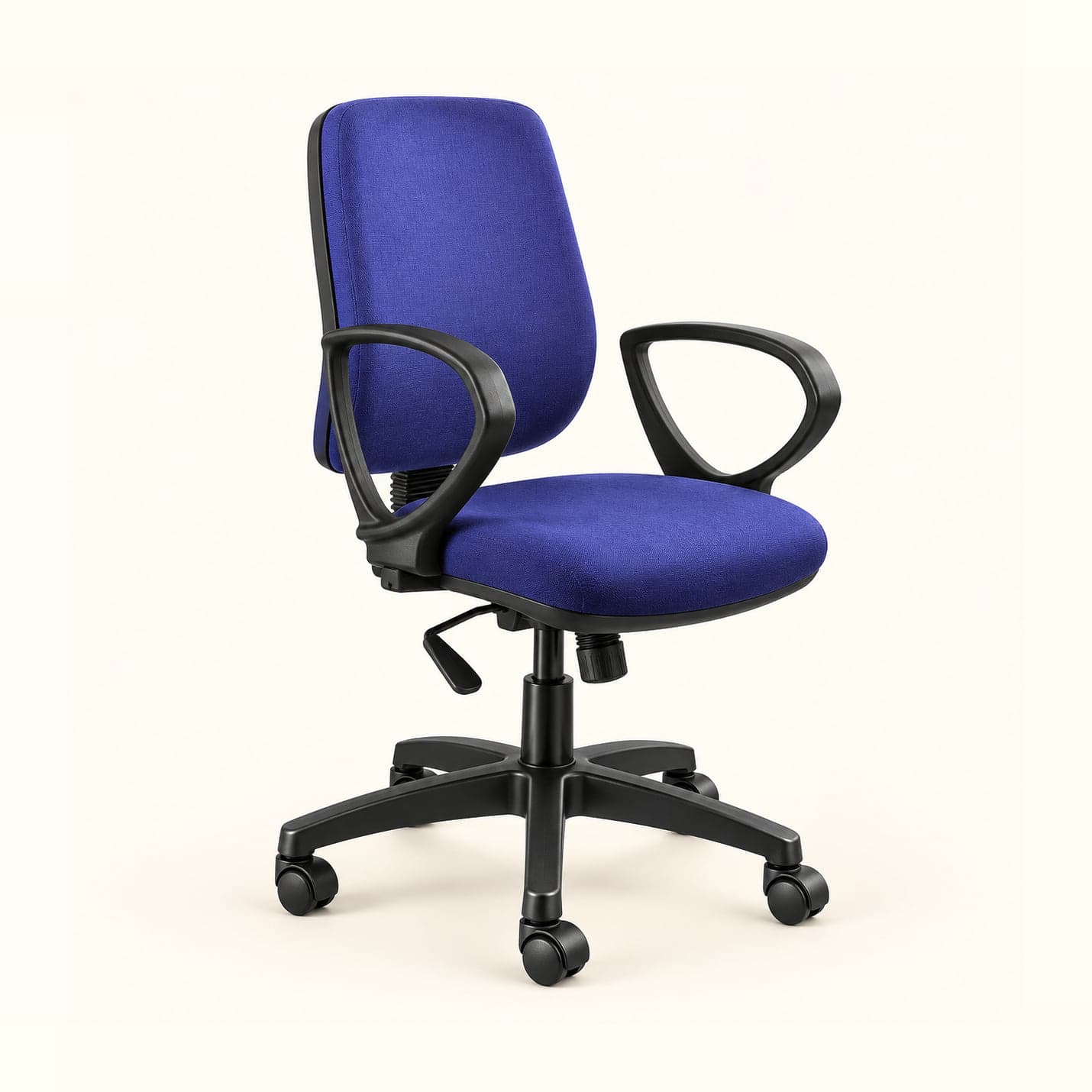 Workstation Chair in royal blue fabric, front three-quarter view
