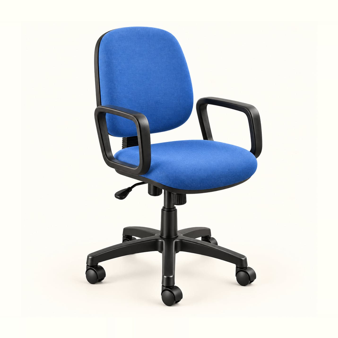Square-Arm Workstation Chair in blue fabric, front view