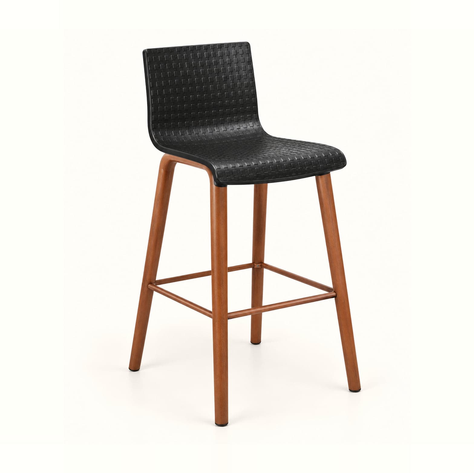 Textured Shell Bar Stool, Black in black, front three-quarter view