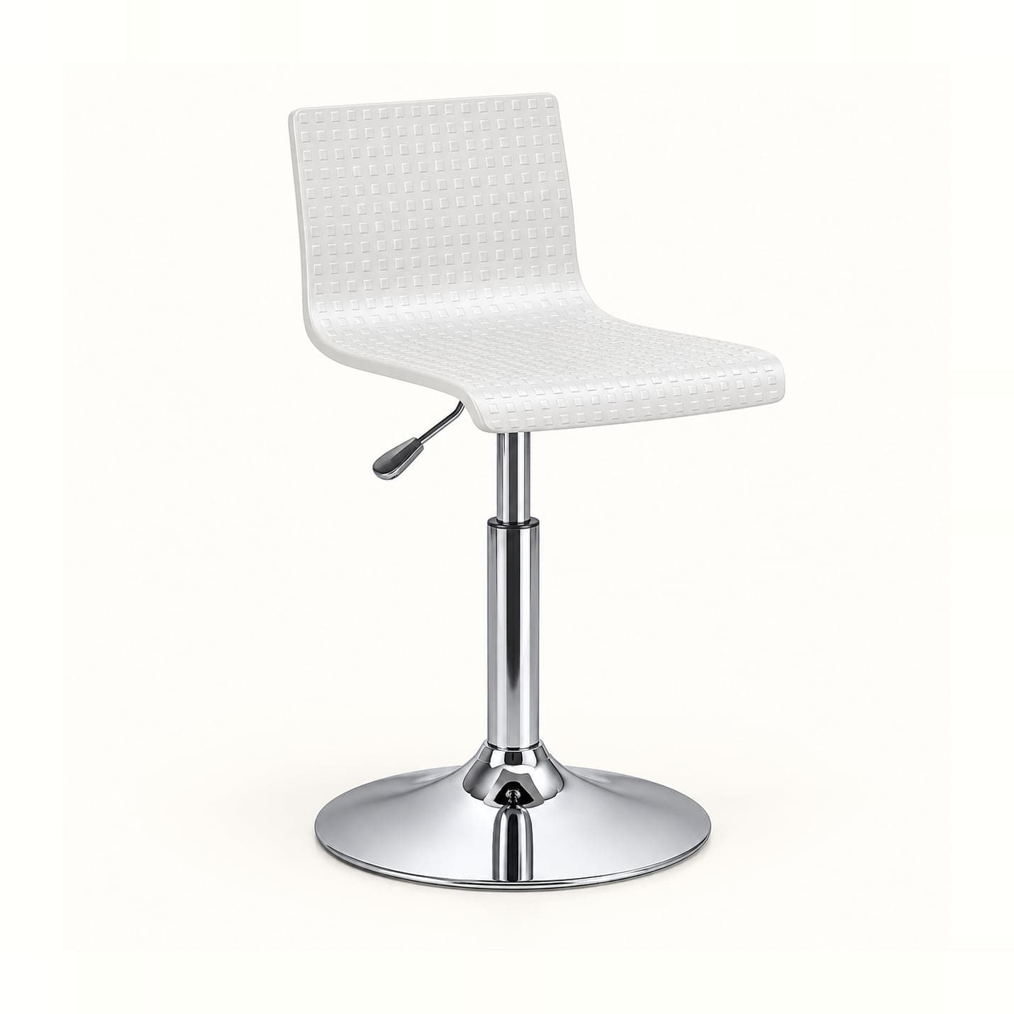 Textured Swivel Stool, White in white, front three-quarter view