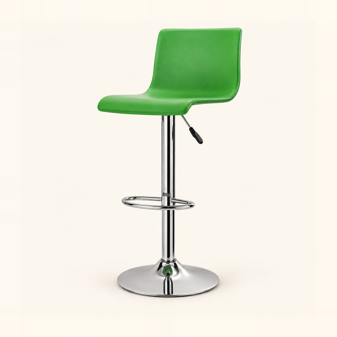Gas-Lift Bar Stool, Green in green, front three-quarter view
