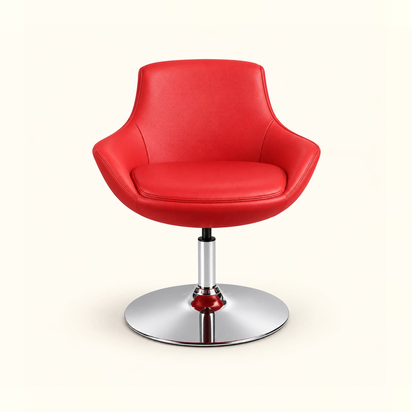 Swivel Tub Chair, Red in red leatherette, front three-quarter view