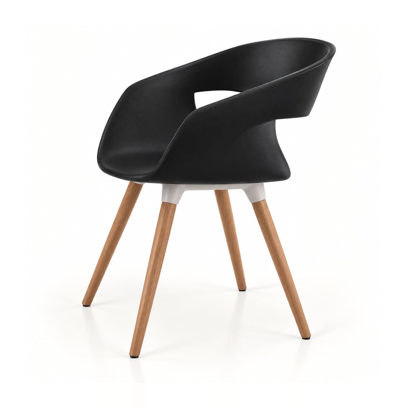 Open-Back Shell Chair, Black in black, front three-quarter view
