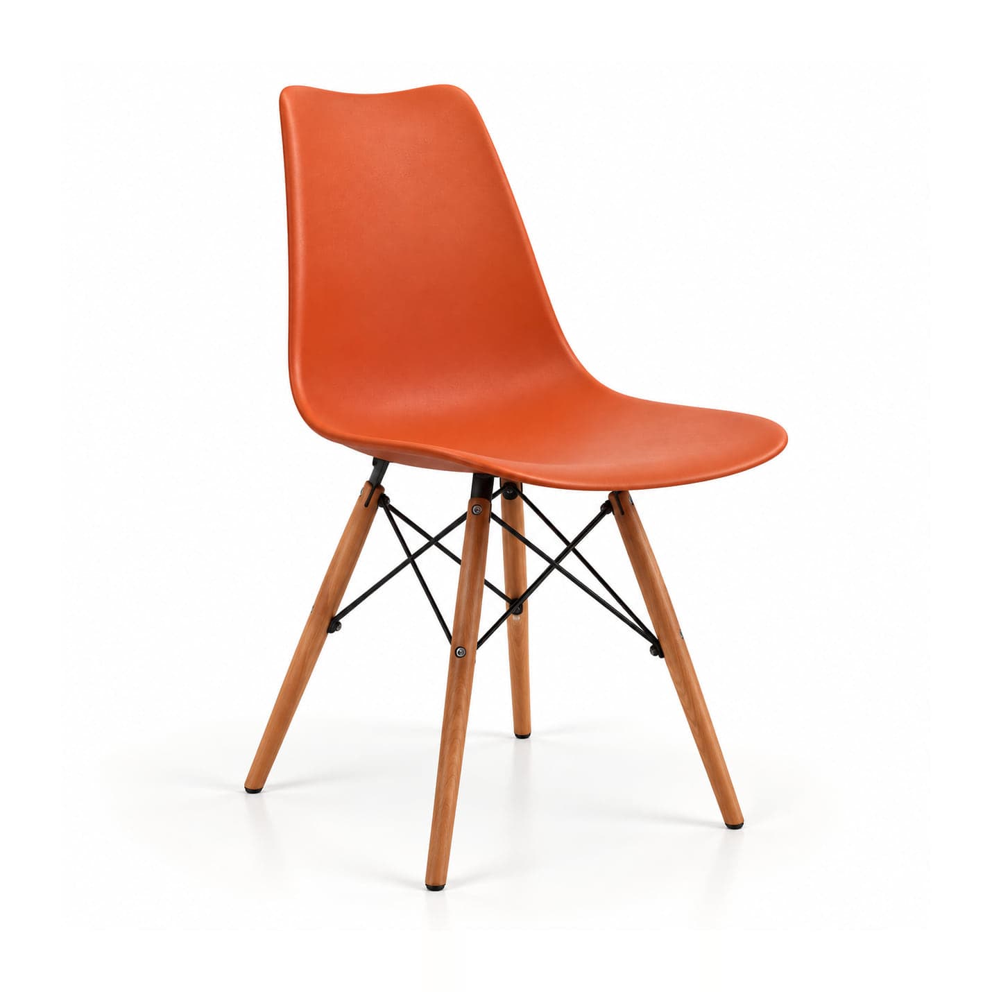 Wire-Braced Shell Chair, Orange in orange, front three-quarter view