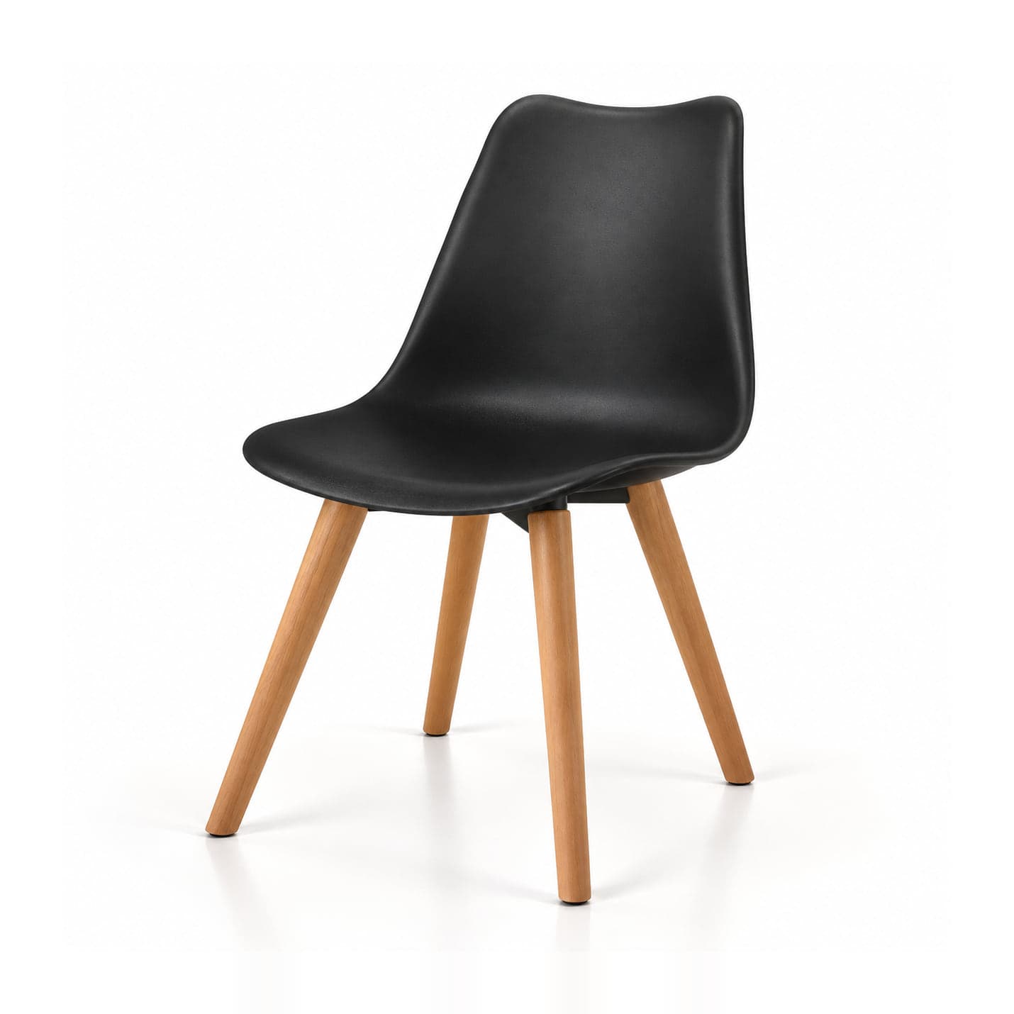 Cushioned Shell Chair, Black in black, front three-quarter view