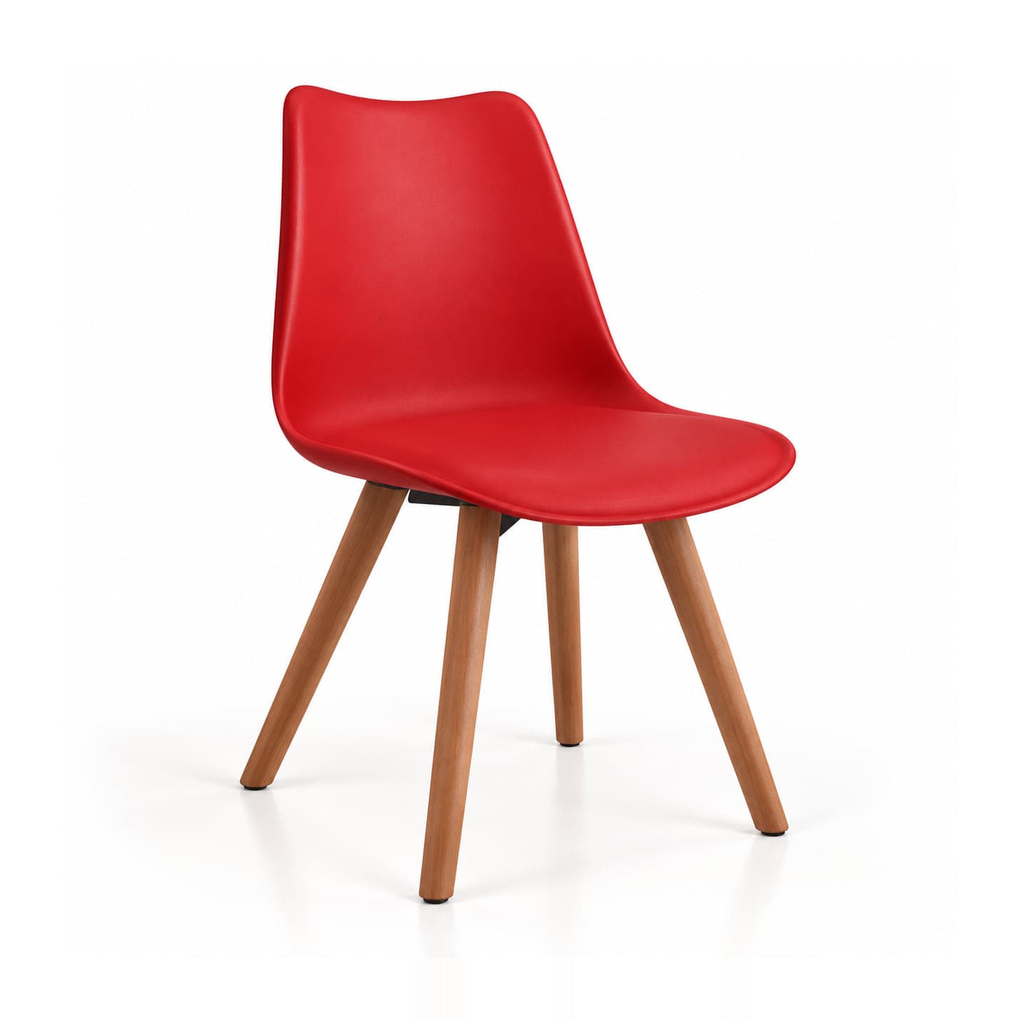 Cushioned Shell Chair, Red in red, front three-quarter view
