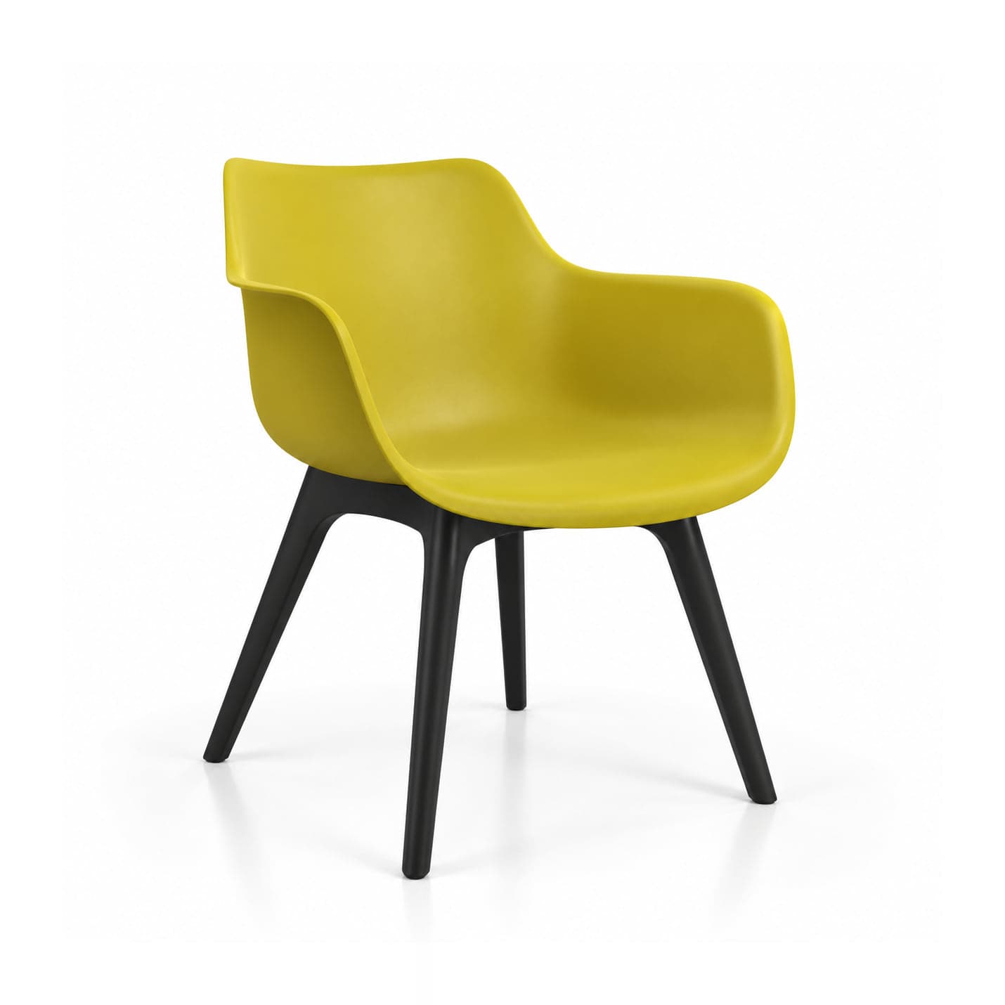 Shell Armchair, Mustard in mustard, front three-quarter view