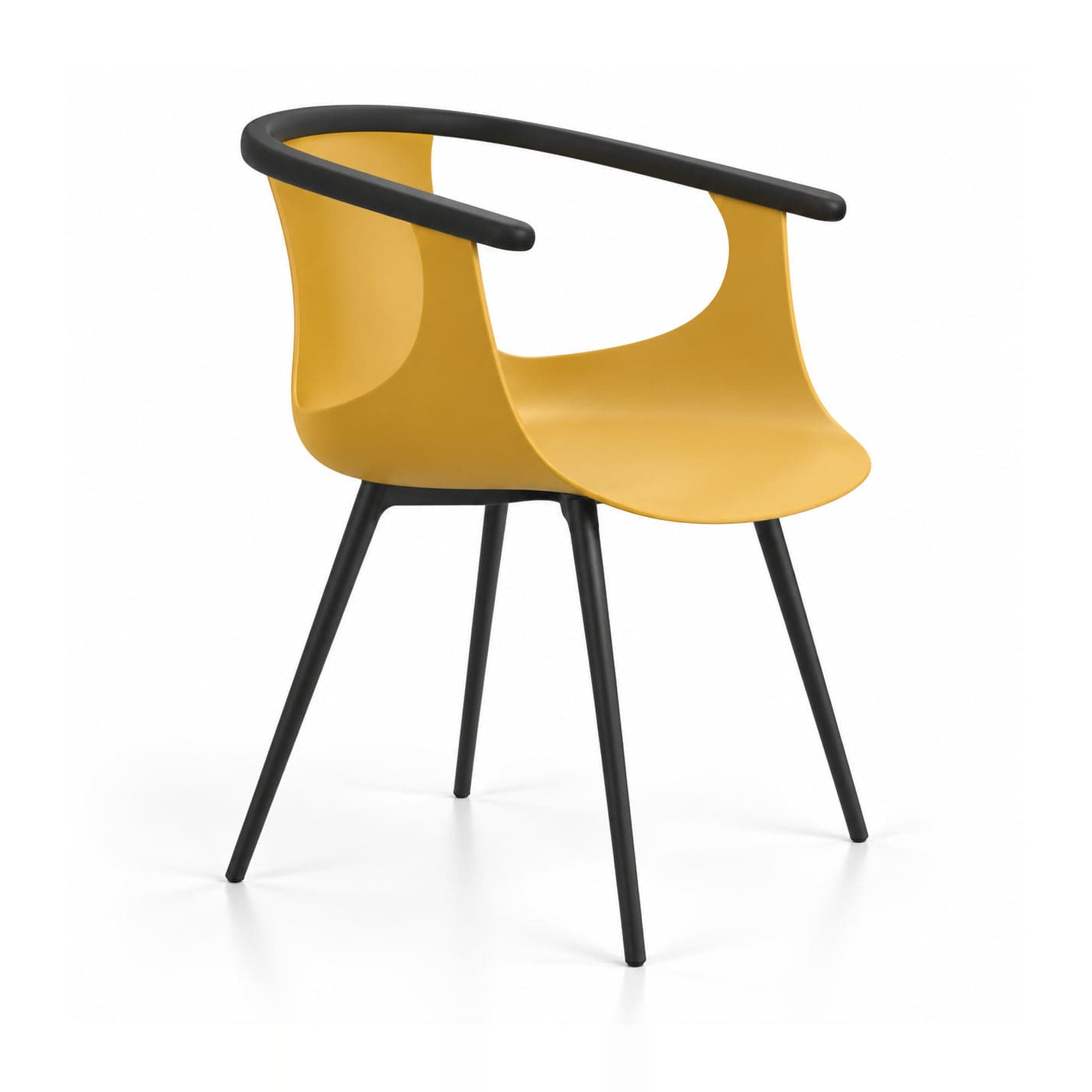 Ring-Arm Café Chair, Mustard in mustard, front three-quarter view