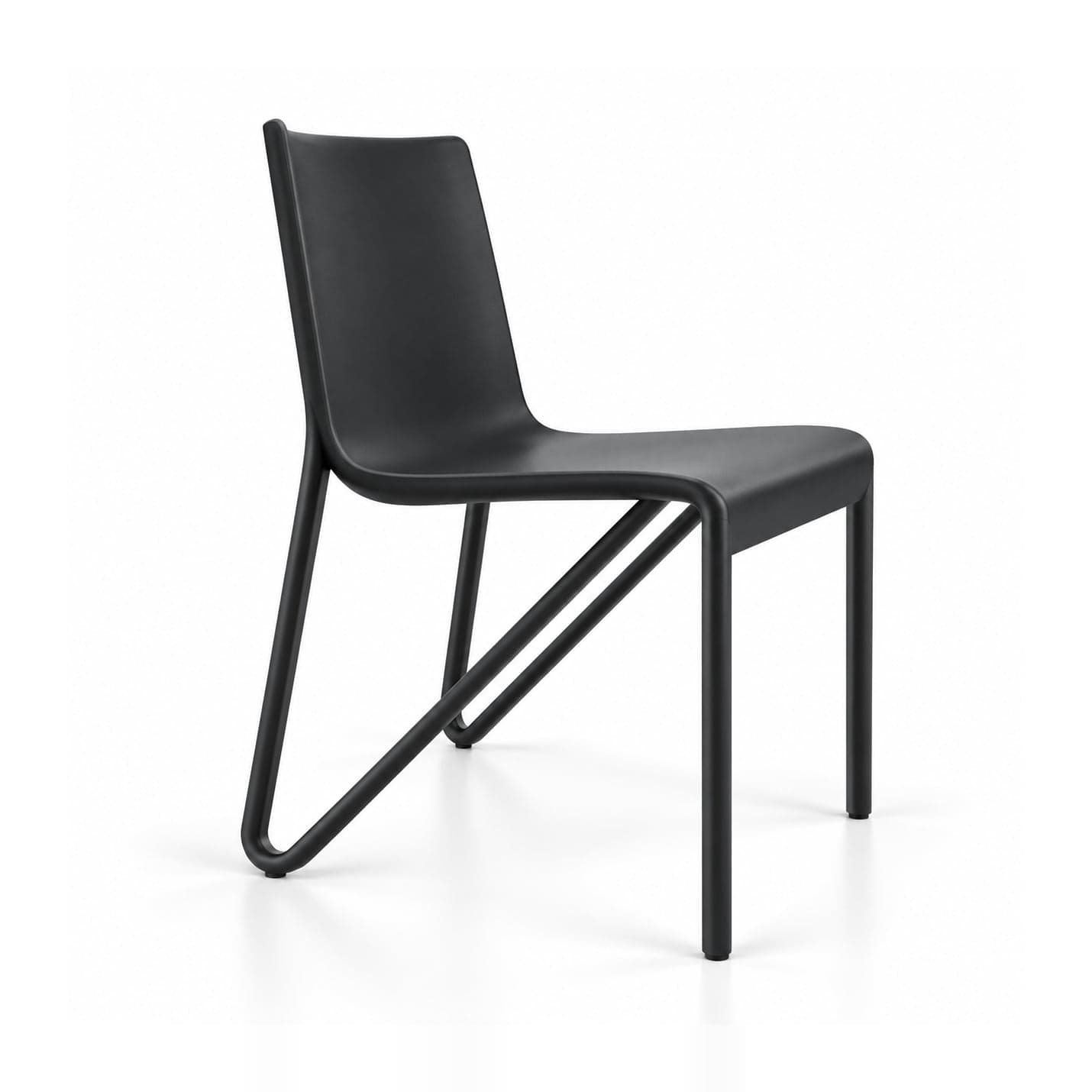 Sled-Leg Café Chair, Black in black, front three-quarter view