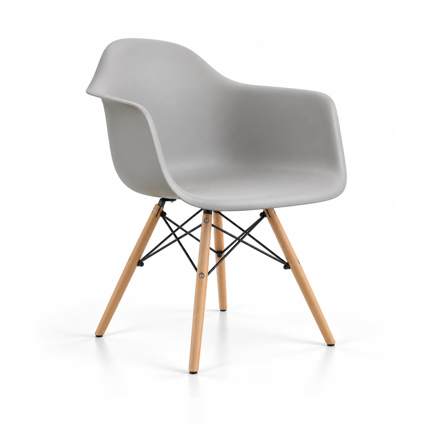 Wire-Braced Shell Armchair, Grey in grey, front three-quarter view