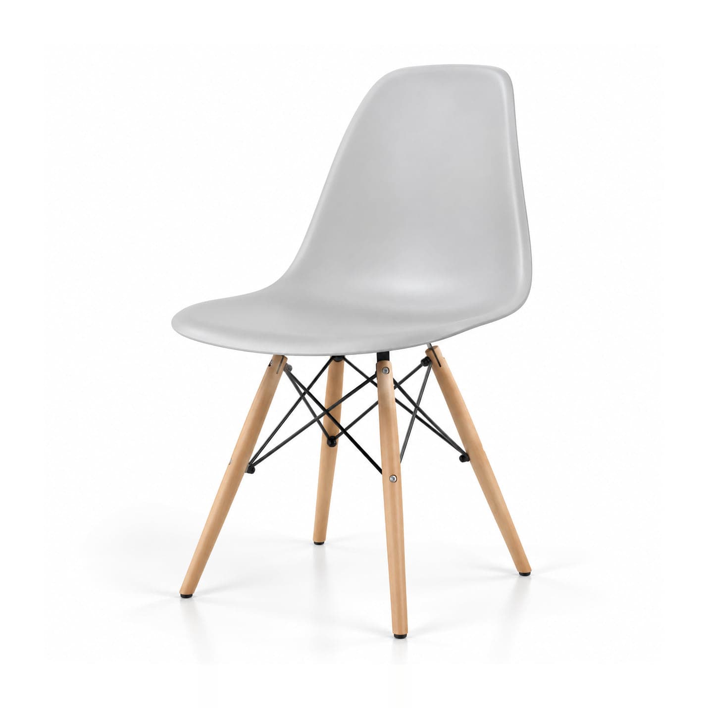 Wire-Braced Shell Chair, Grey in grey, front three-quarter view