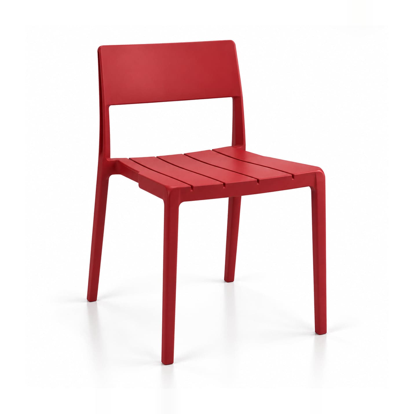 Slatted Café Chair, Red in red, front three-quarter view