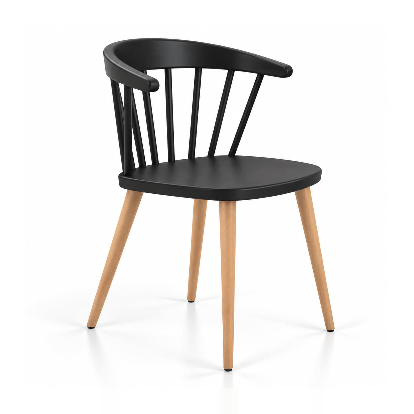 Spindle-Back Armchair, Black in black, front three-quarter view