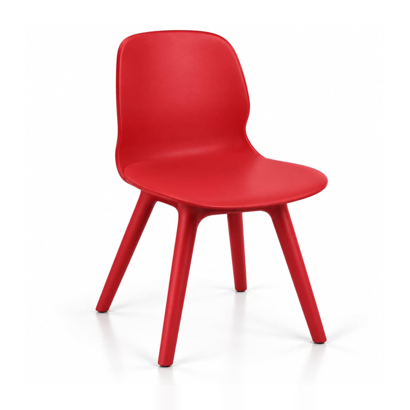 Shell Chair on Moulded Legs, Red in red, front three-quarter view