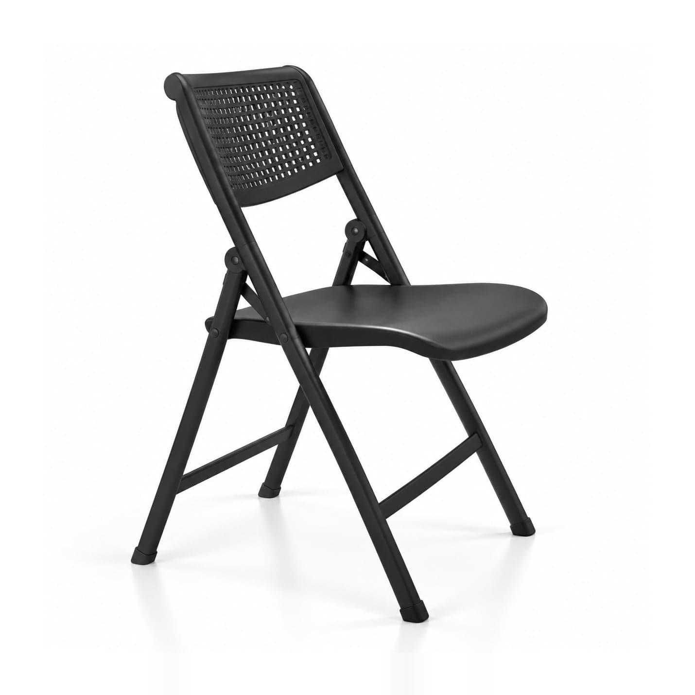 Folding Chair, Black in black, front three-quarter view