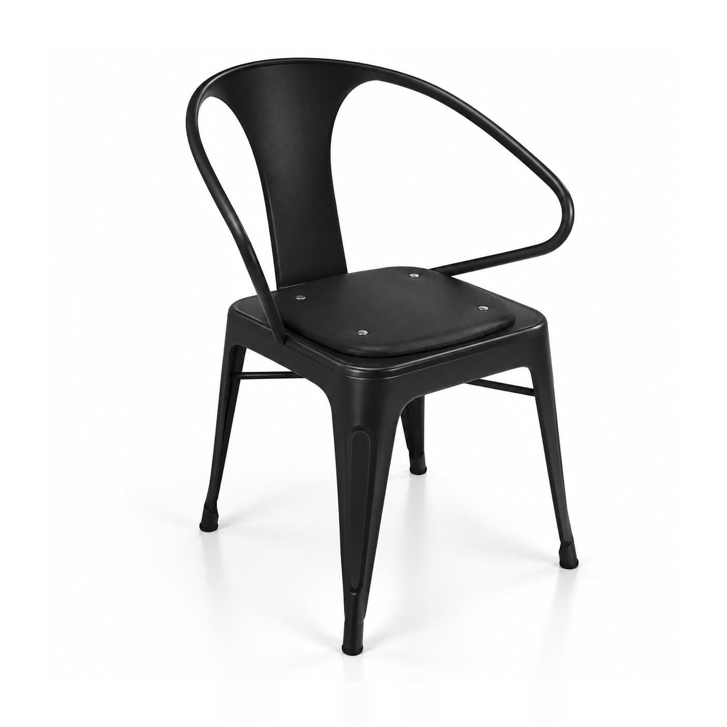Industrial Metal Armchair, Black in black, front three-quarter view