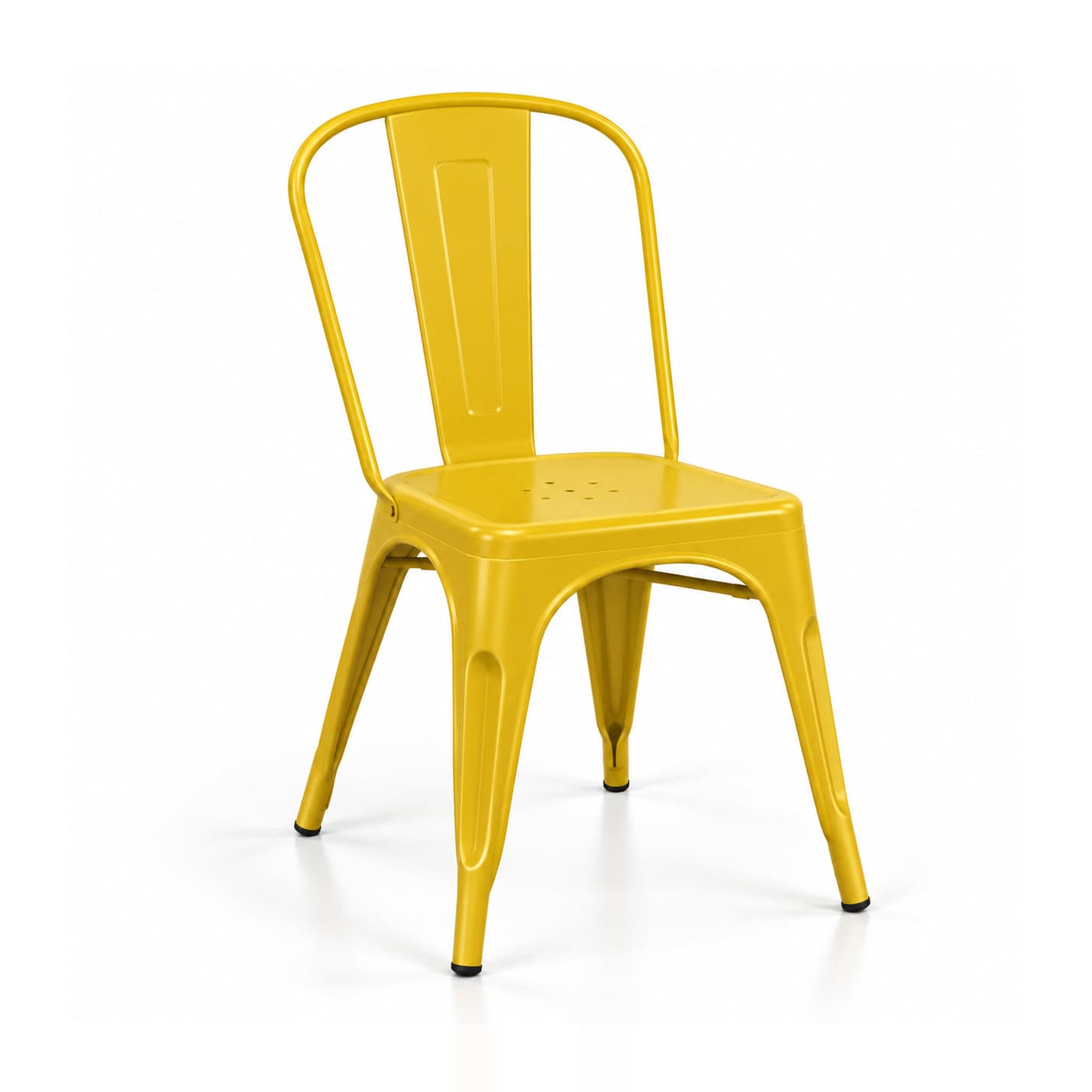 Industrial Metal Café Chair, Yellow in yellow, front three-quarter view