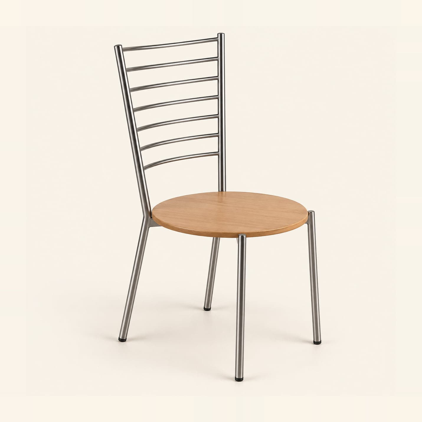 Ladder-Back Steel Café Chair in steel finish, front three-quarter view