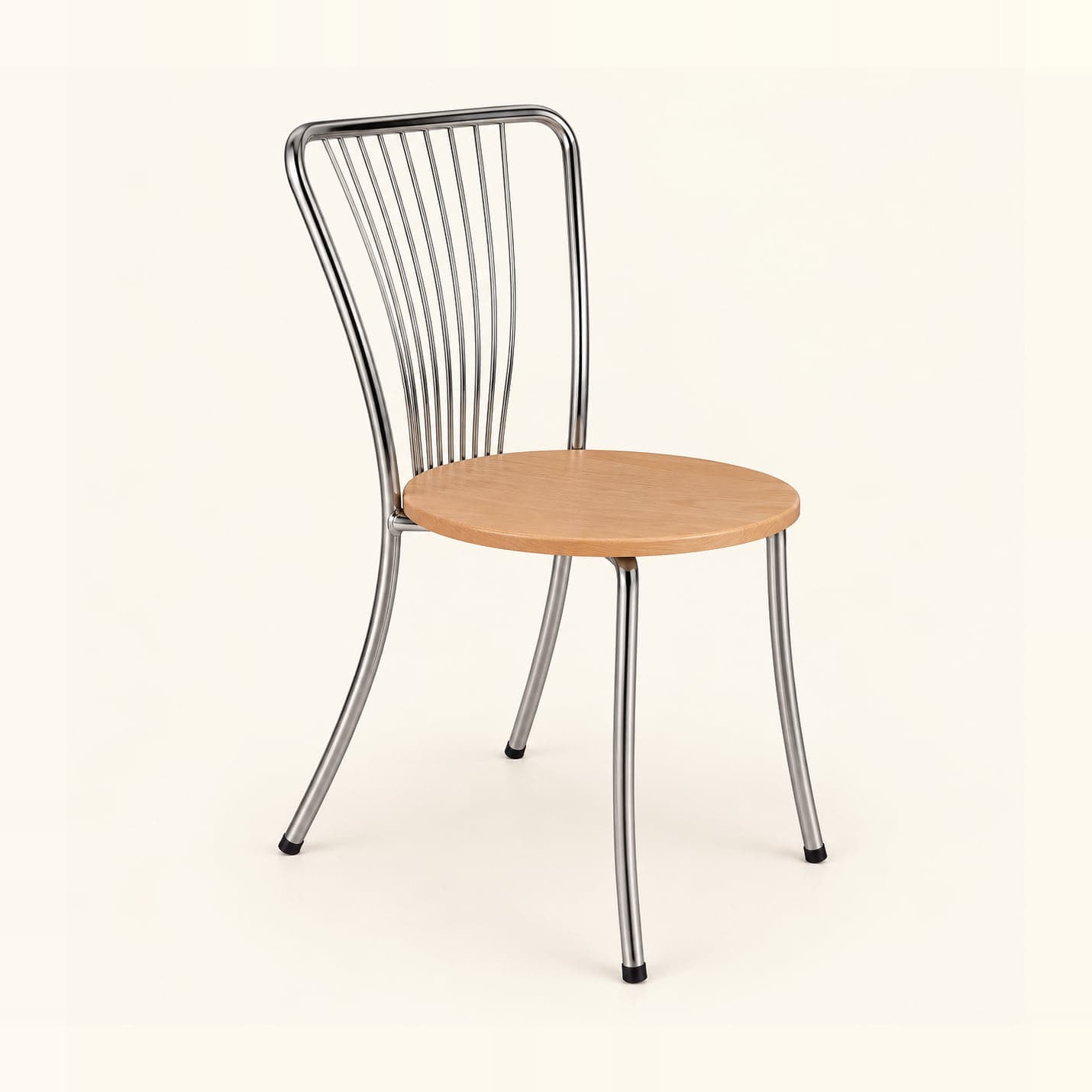 Fan-Back Steel Café Chair in steel finish, front three-quarter view