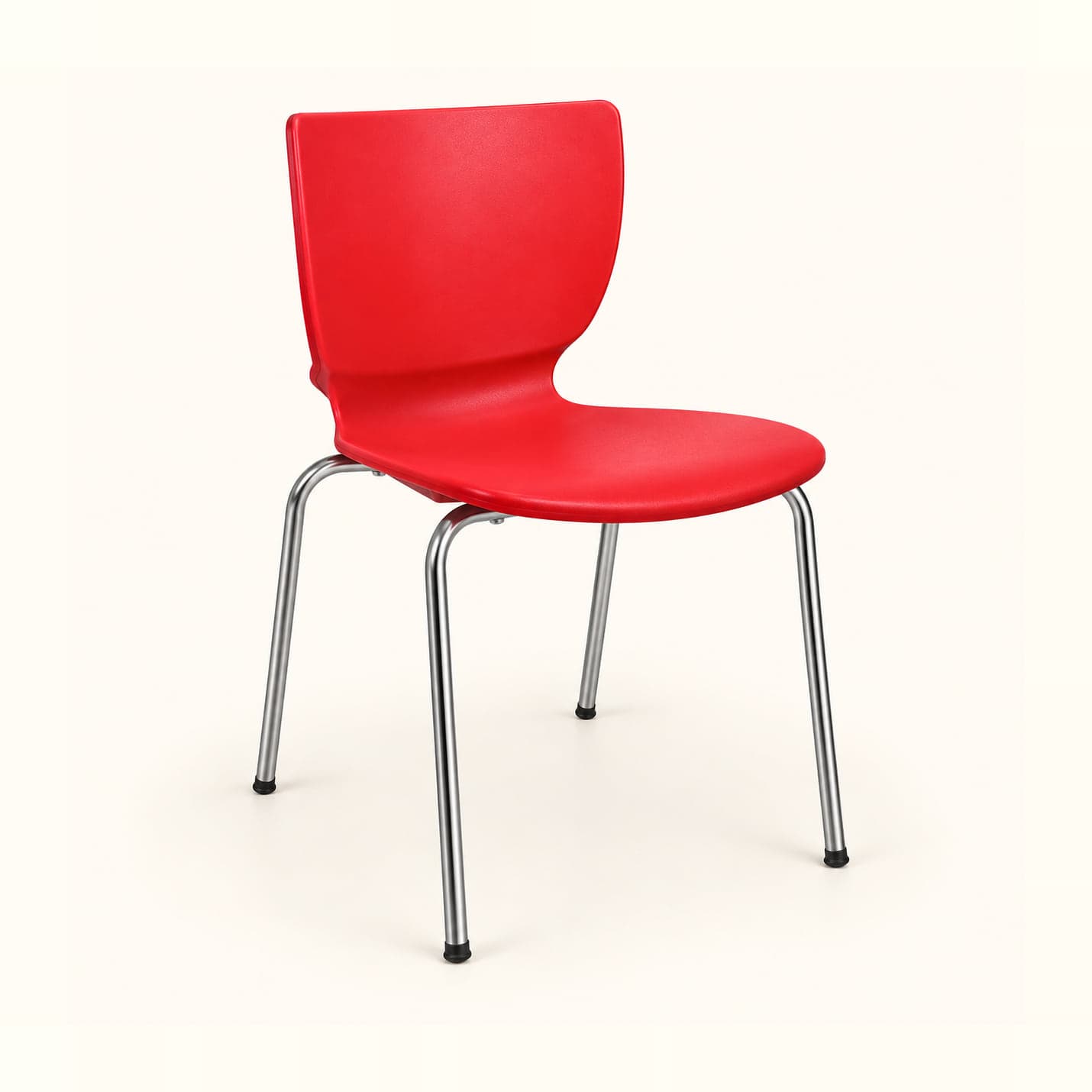 Contoured Steel-Leg Café Chair, Red in red, front three-quarter view
